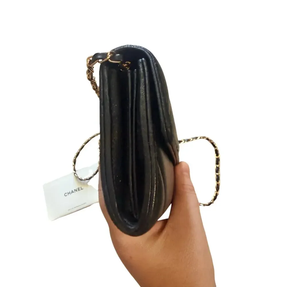 Chanel 19 Flap Wallet with Chain Quilted Lambskin Leather Gold Hardware - Picture 11 of 14